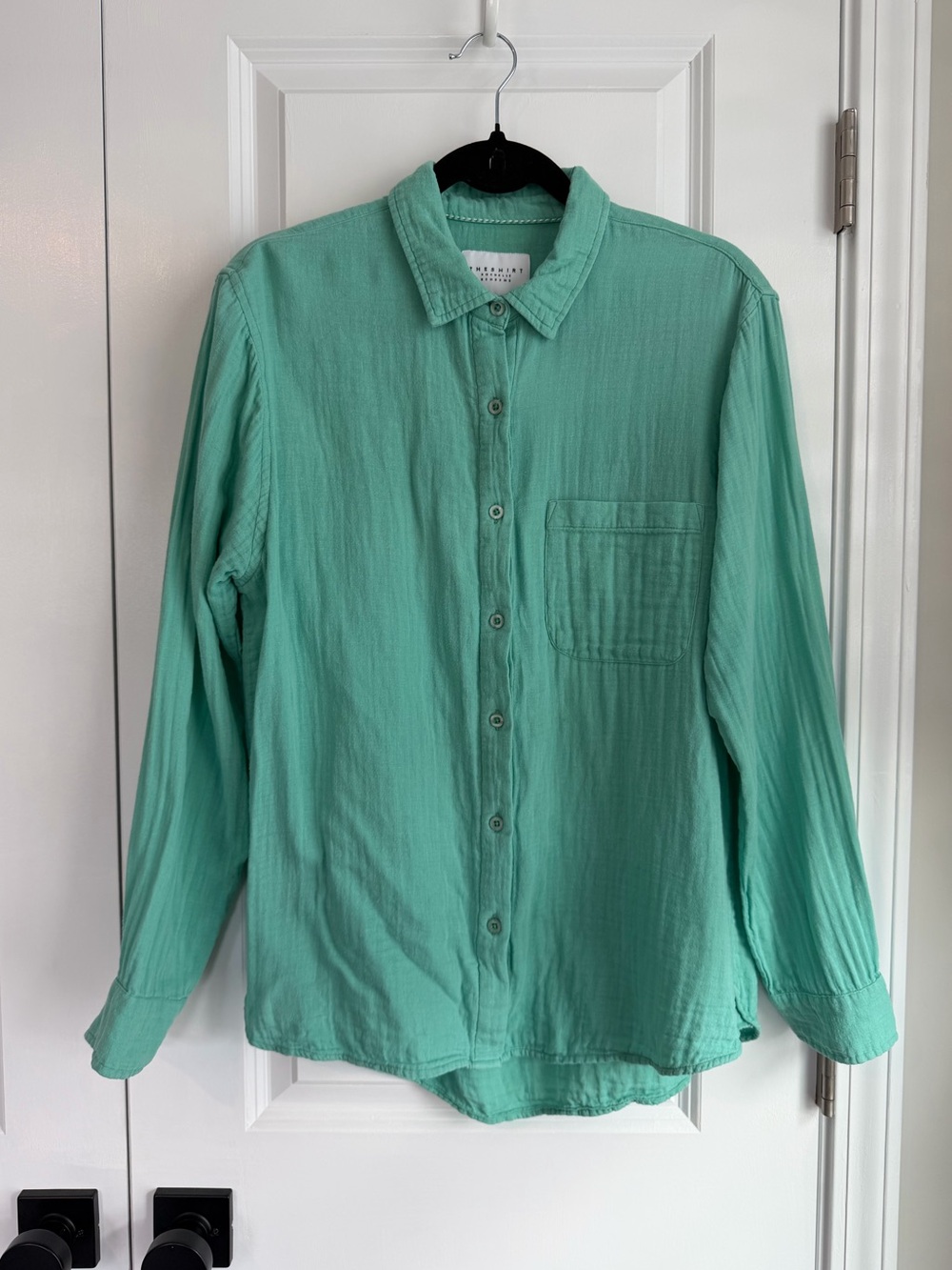 The Shirt Rochelle Behrens The Super Relaxed Boyfriend Shirt Gauze Mint Green M